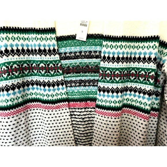 Talbots Breton Fair Isle Nordic Open Front Cardigan Sweater Sz S Small Flaw NEW - Picture 3 of 9